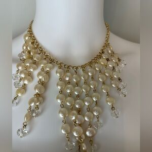 Gold-Tone Cascading Pearl Statement Necklace